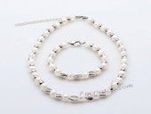 Pnset653 Elegant Freshwater Pearl Necklace Jewelry Set with Spacer Beads