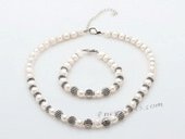 Pnset657 Fantastic Freshwater Potato Pearl and Metal Spacer Jewelry Set