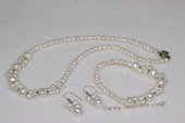 pnset675  Classic white freshwater pearl necklace,bracelet&earrings  jewelry set