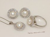 pnset679   925silver  jewelry set with 8-8.5mm bread pearl in round circle style