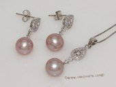 pnset691 Sterling Silver Jewelry Set Freshwater Pearl Pendant Earring Set