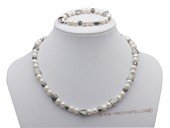 pnset703 Sterling Silver Jewelry Set  Freshwater Pearl Pendant Earring and Rings