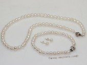 Pnset728 Freshwater potato pearl necklace,bracelet&earrings  jewelry set