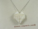pp005 Hand-knotted white Pearl heart design Pendant in wholesale