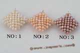 pp010 3-4mm rice shape woven Pearl Pendant in Square Shape