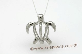 ppm003 Ten Pieces Silver toned turtle design wish pearl cage pendant
