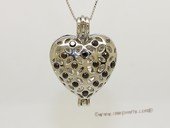 ppm015 Ten pieces Heart Shape Silver Toned Copper Cage Pendant