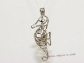 ppm018  Ten pieces Seahorse Style Hippocampus Silver Toned Copper Cage Pendant