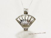 ppm019  Ten pieces Conch Shell Shape Silver Toned Copper Cage Pendant