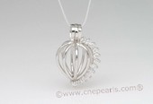 ppm027  Ten pieces Heart  With ZirconSilver Toned Copper Cage Pendant
