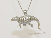 ppm036  Ten pieces dinosaur Style  Silver Toned Copper Cage Pendant