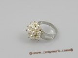 pr001 4-5mm white potato pearls ring with adjustable 18KGP mounting