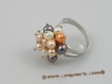 pr002 4-5mm multi-color potato pearls ring with adjustable 18KGP mounting