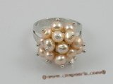 pr003 4-5mm pink potato pearls ring with adjustable 18KGP mounting
