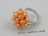 pr005 5-6mm saffron yellow potato pearls ring with adjustable 18KGP mounting