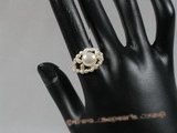 pr010 single row handcraft  freshwater rice pearl rings