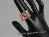 pr012 triple-strands pink bread Pearl Stretch Ring in wholesale