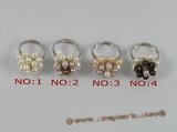 pr016 Sterling Multicolor Flower cluster rice pearlsadjustable ring