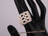 pr019 Hand knotted potato seed pearl Stretch dinner rings in wholesale