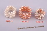 pr021 Hand knotted freshwater pearl Stretch dinner rings wholesale