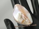 pr023 Silver plated 25*40mm mother of pearl adjustable rings set on silver tray
