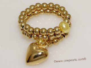 Pr046 Hand Wrap  4-5mm Yellow Potato Pearl Ring in Sterling Silver