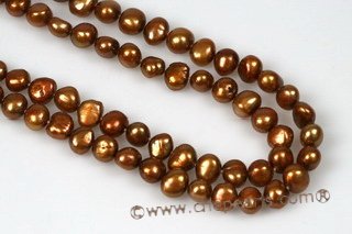 rpn003 8-9mm Coffee nugget freshwater pearl rope neckace