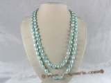 rpn004 8-9mm sky bule nugget shape pearls rope neckace