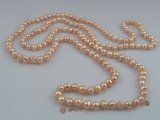 rpn012 7-8mm pink potato shape cultured pearl Opera neckace