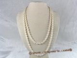 rpn017 6-7mm nature white rice shape pearl long neckace