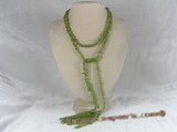 rpn019 Long necklace with peridot beads & 10mm seasehll pearls