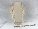 rpn020 4-5mm white side-drilled pearl rope necklace with coin pearls
