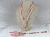 rpn038 48inch 4-5mm pink nugget pearls and rose quarts long necklace