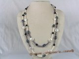 rpn093 nugget seed pearl  rope necklace with coin pearl beads
