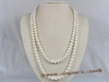rpn097 8-9mm white potato shape cultured pearl Opera neckace
