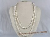 rpn097 8-9mm white potato shape cultured pearl Opera neckace