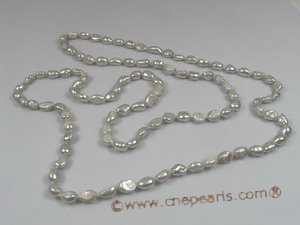 rpn116 8-9mm grey nugget cultured pearl Opera neckace