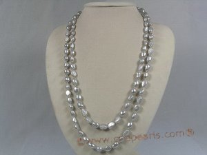 rpn116 8-9mm grey nugget cultured pearl Opera neckace