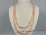 rpn130 Nature pink 6-7mm AAA Grade round freshwater pearl rope necklace wholesale