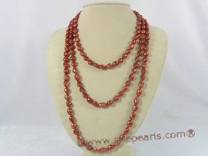 rpn142 wine red nugget cultured pearl rope necklace in discount prices