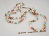 rpn152 wholesale 6-7mm mixing color nugget pearl rope long necklace at low price