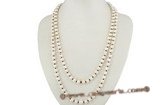 rpn163 Designer 7-8mm potato pearl&black agate opera necklace