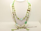 rpn206 7-8mm blister  pearl with  crystal beads rope necklace in wholesale