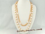 rpn213 Gold and White swirl Freshwater potato Pearl Long Necklace for summer