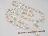rpn234 2008 fall/winter pink coin pearl &crystal beads hand-knotted rope necklace