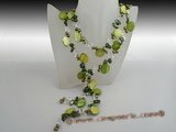 rpn251 Stylish 8-9mm green blister pearls rope spring neckace with shell beads