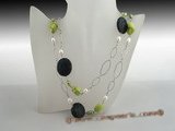 rpn254 Casual design vesuvianite and turquoise rope costume necklace