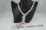 rpn270 Multicolor pearl torsade& glaze heart twisted necklace for you lover