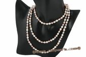 rpn284 6-7mm freshwater rice pearl rope neckace in nature color