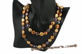 rpn289 Casual design 11-12mm coffee and black coin pearl rope necklace